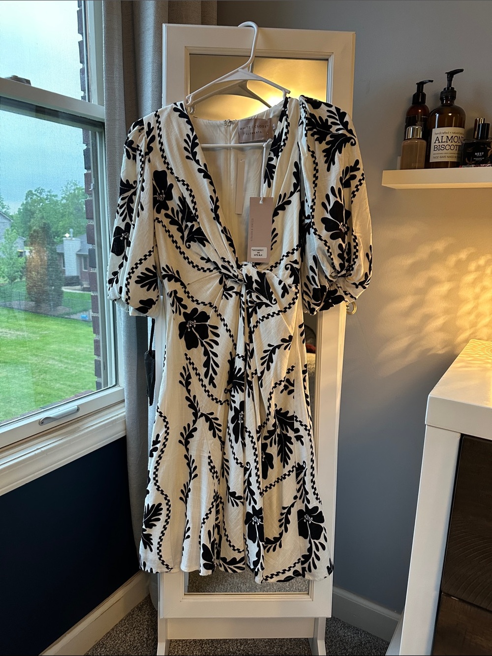 Element Black & White Floral Tie-Front Mini Dress